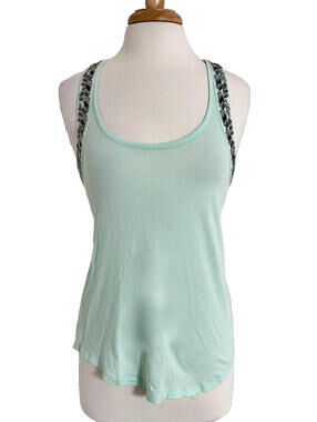 Madewell Hi-Line Light Green Embellished Racerback Knit Tank Top Sleeveless S